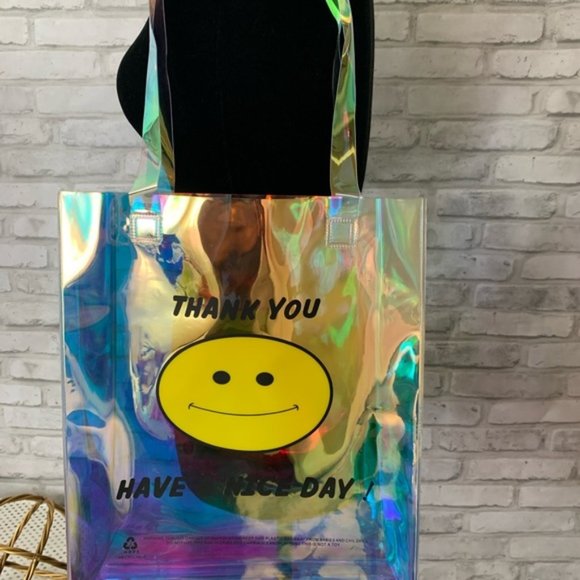 No Fashion Deadlines Handbags - Multi Color Thank You Clear Tote Bag